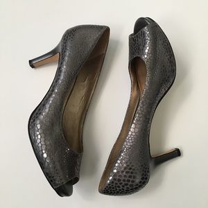 Antonio Melani Silver Peep-Toe Heels